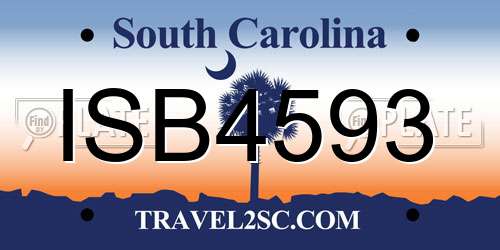 ISB4593 South Carolina License Plate