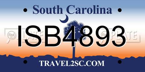 ISB4893 South Carolina License Plate