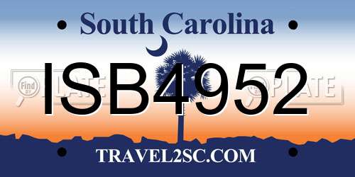 ISB4952 South Carolina License Plate