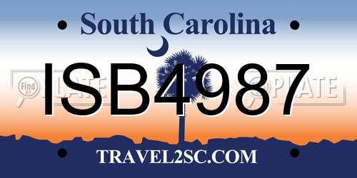 ISB4987 South Carolina License Plate