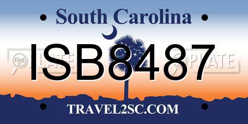 ISB8487 South Carolina License Plate