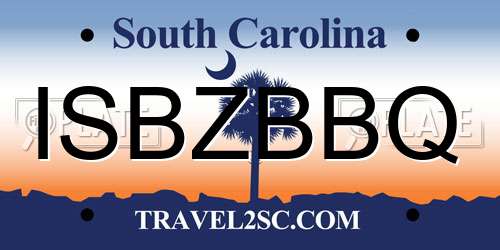 ISBZBBQ South Carolina License Plate