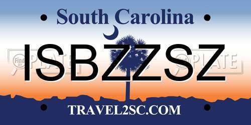 ISBZZSZ South Carolina License Plate