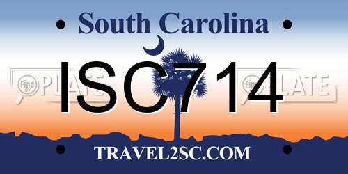 ISC714 South Carolina License Plate