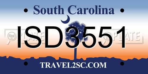 ISD3551 South Carolina License Plate