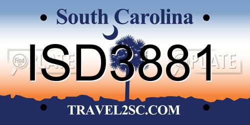 ISD3881 South Carolina License Plate