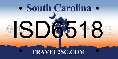 ISD6518 South Carolina License Plate