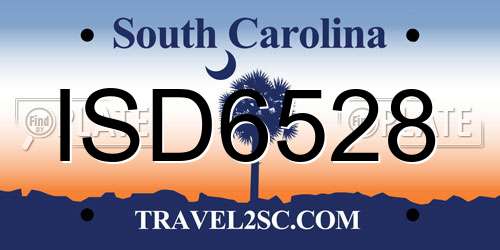 ISD6528 South Carolina License Plate