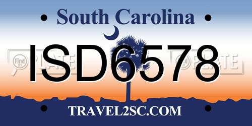 ISD6578 South Carolina License Plate