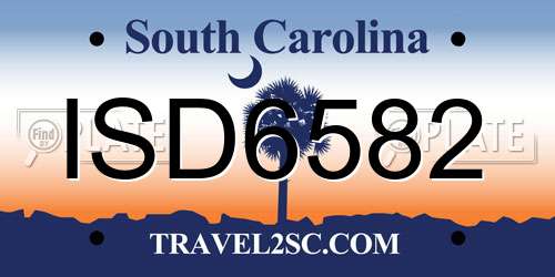 ISD6582 South Carolina License Plate