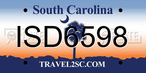ISD6598 South Carolina License Plate