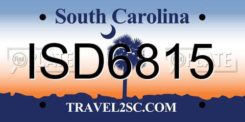 ISD6815 South Carolina License Plate