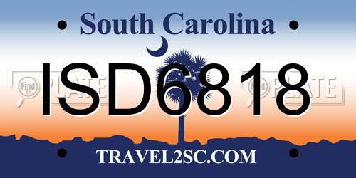 ISD6818 South Carolina License Plate