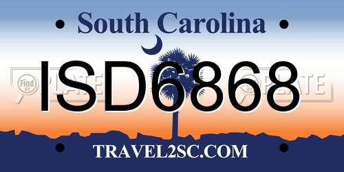 ISD6868 South Carolina License Plate