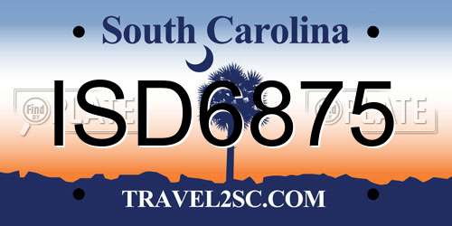 ISD6875 South Carolina License Plate