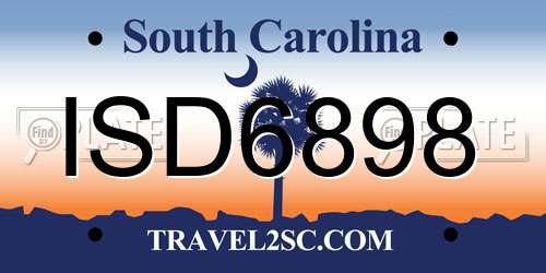 ISD6898 South Carolina License Plate