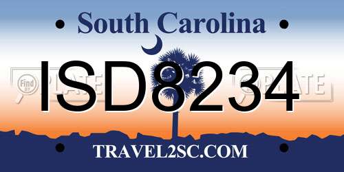 ISD8234 South Carolina License Plate