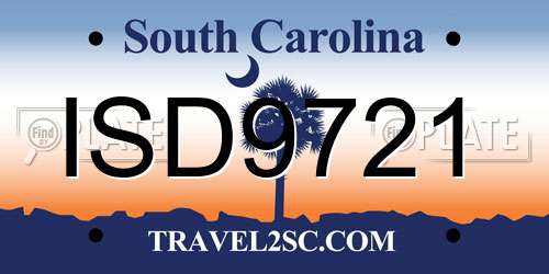 ISD9721 South Carolina License Plate
