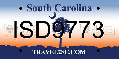 ISD9773 South Carolina License Plate