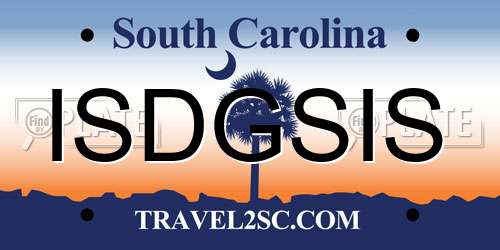 ISDGSIS South Carolina License Plate