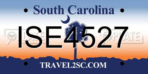 ISE4527 South Carolina License Plate