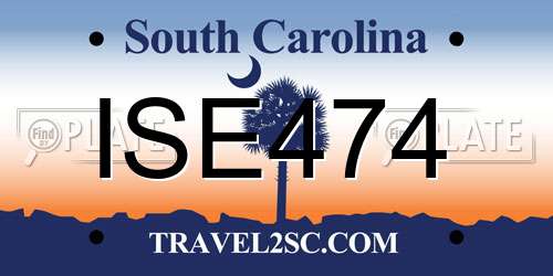 ISE474 South Carolina License Plate