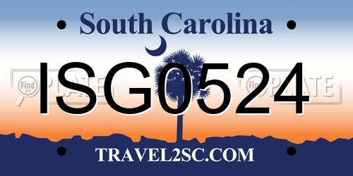 ISG0524 South Carolina License Plate