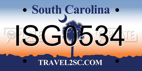 ISG0534 South Carolina License Plate