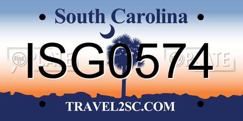 ISG0574 South Carolina License Plate