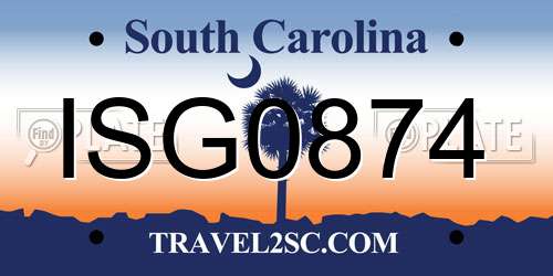 ISG0874 South Carolina License Plate