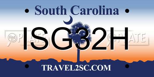 ISG32H South Carolina License Plate