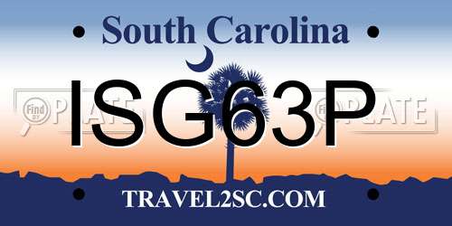 ISG63P South Carolina License Plate