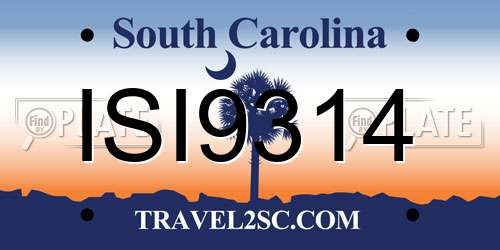 ISI9314 South Carolina License Plate