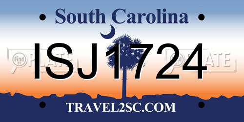 ISJ1724 South Carolina License Plate