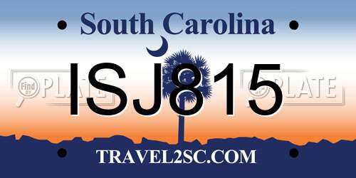 ISJ815 South Carolina License Plate