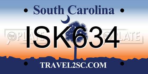 ISK634 South Carolina License Plate