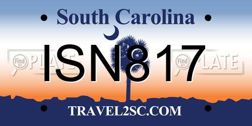 ISN817 South Carolina License Plate