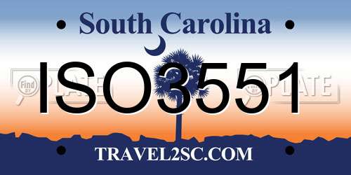 ISO3551 South Carolina License Plate