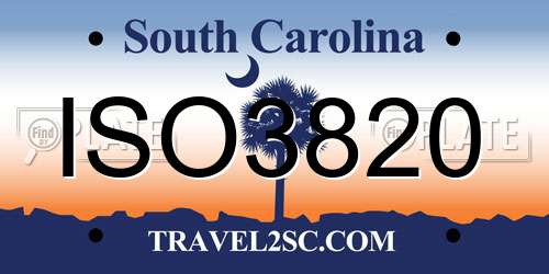 ISO3820 South Carolina License Plate