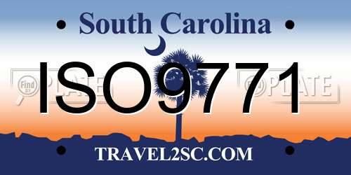 ISO9771 South Carolina License Plate