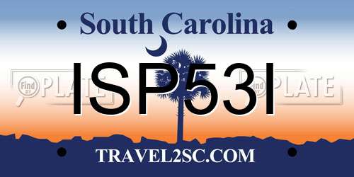 ISP53I South Carolina License Plate