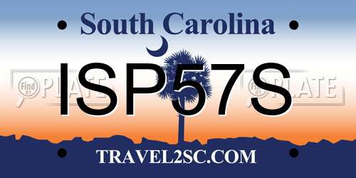 ISP57S South Carolina License Plate