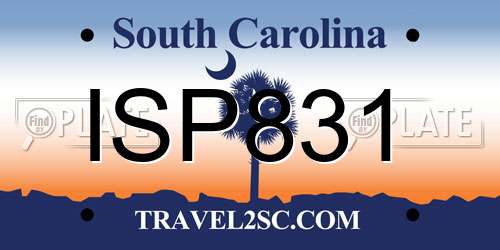 ISP831 South Carolina License Plate