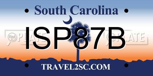ISP87B South Carolina License Plate