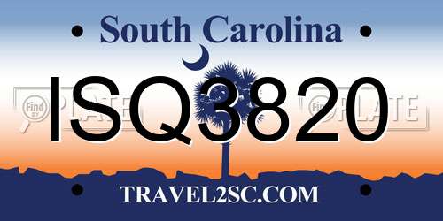 ISQ3820 South Carolina License Plate