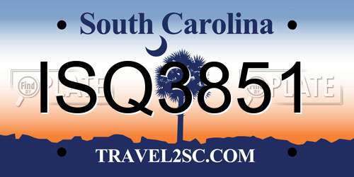 ISQ3851 South Carolina License Plate