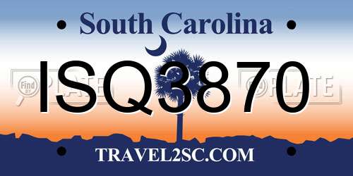 ISQ3870 South Carolina License Plate