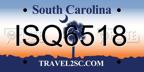 ISQ6518 South Carolina License Plate