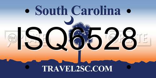 ISQ6528 South Carolina License Plate