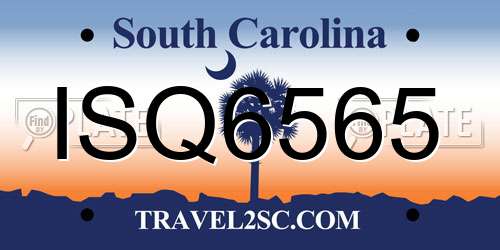 ISQ6565 South Carolina License Plate